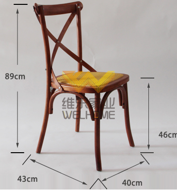 vineyard oak wooden cross back chair for rental